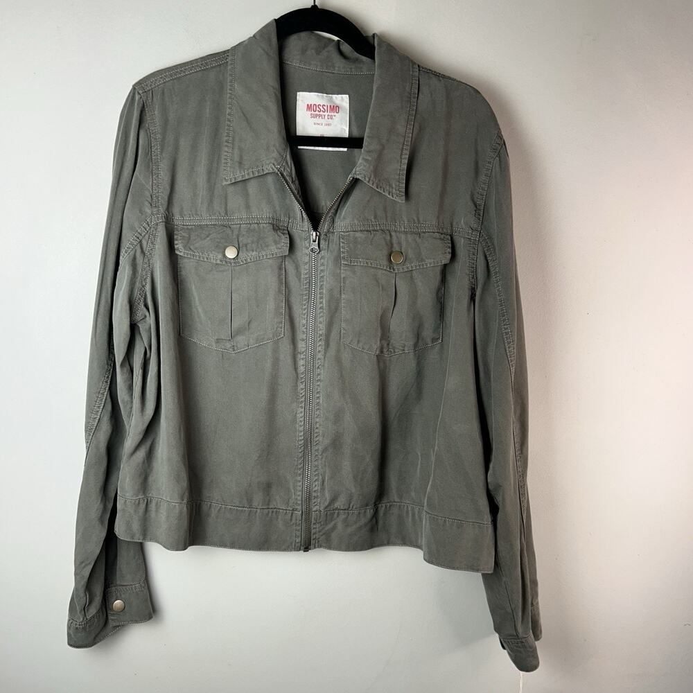 Women's Mossimo Supply Co Olive Green Cropped Cargo Utility Jacket Sz XXL